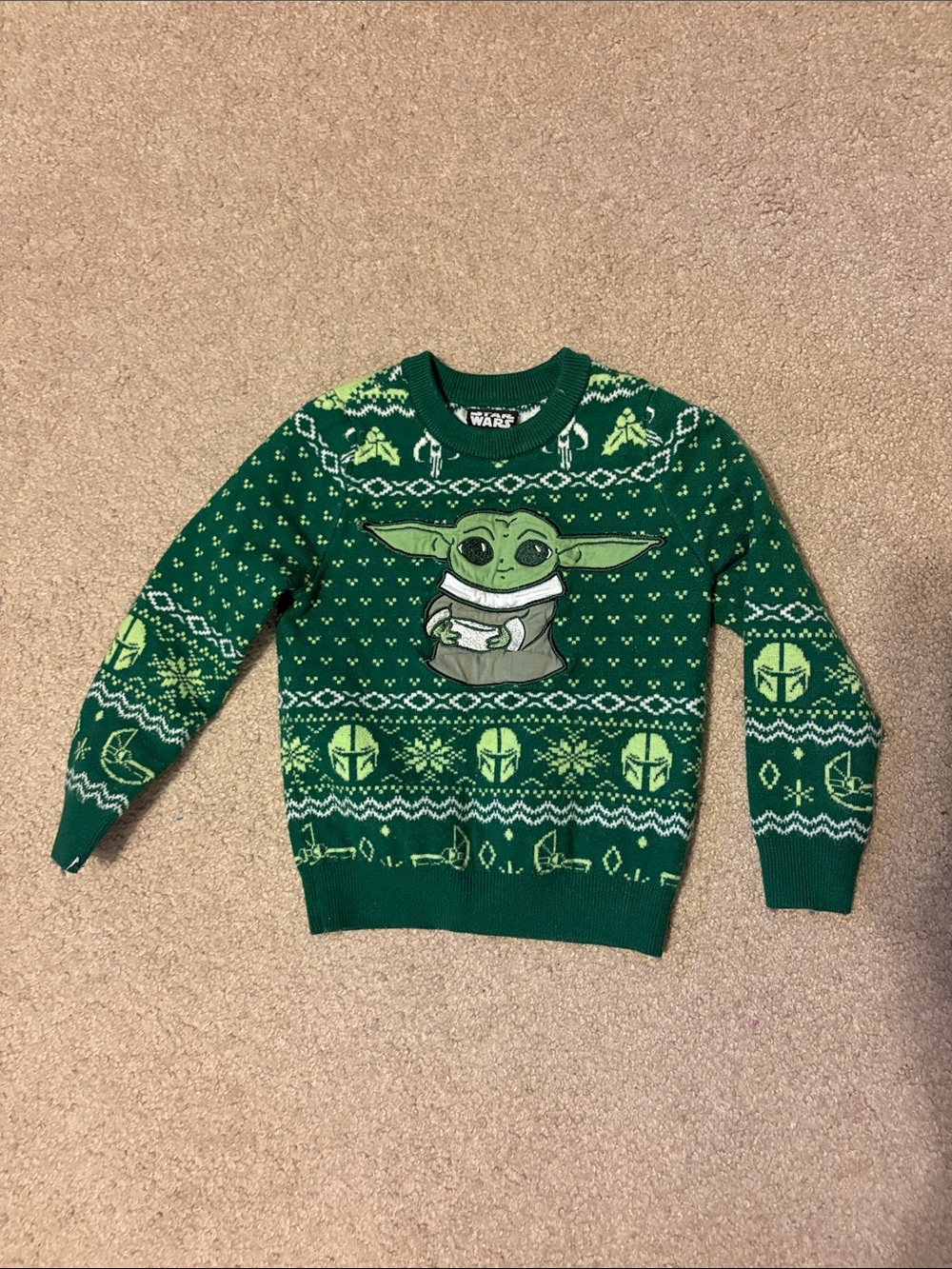 Star Wars Green Grogu Knit Crewneck Sweater kids Baby Yoda Box Lunch